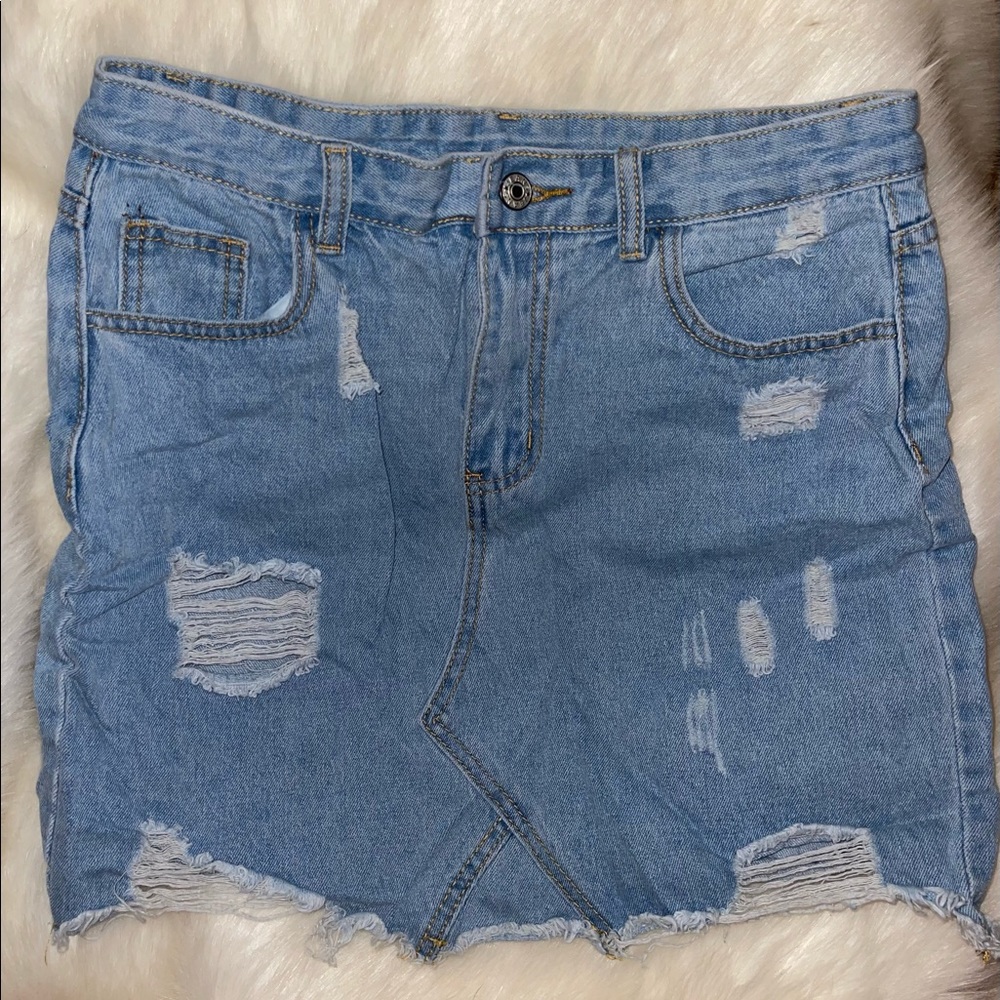 Shein Distressed Denim Skirt
